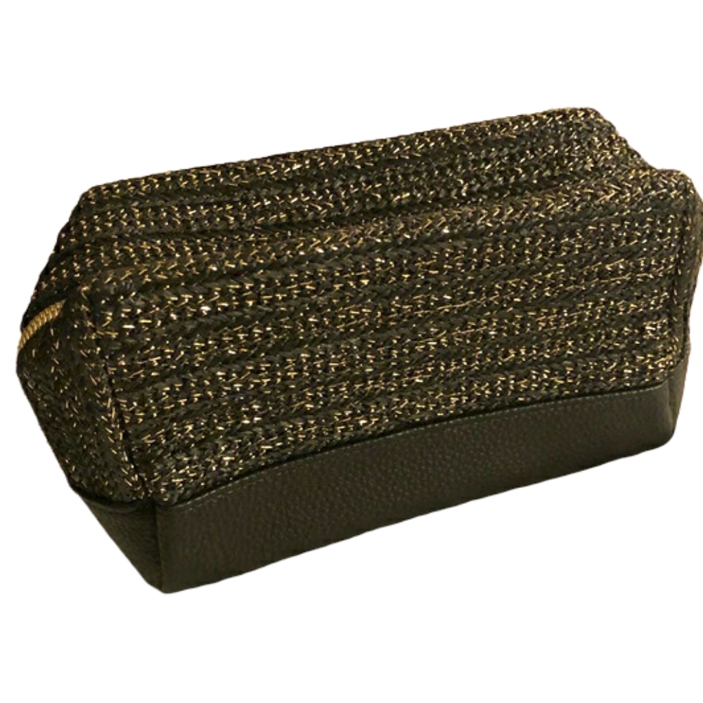 TARTE Black Gold Tweed Makeup Case NWT